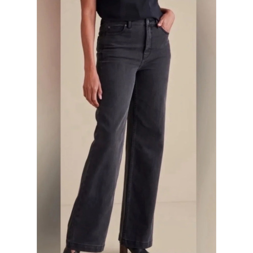 Soft Surroundings Ultimate Denim Moonstone Wide Leg Jeans Womens 14 NWT